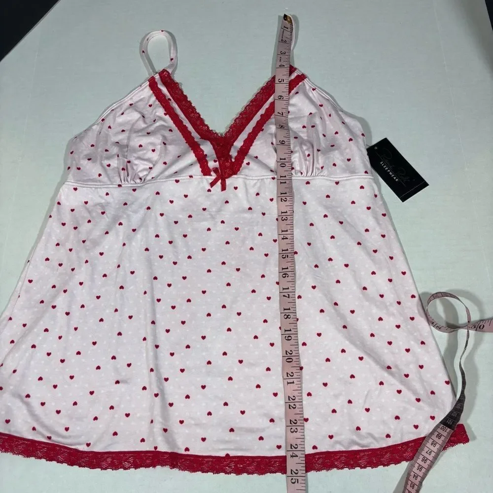 Rene Rofe light pink heart camisole sleepwear babydoll Y2K NWT NEW size large